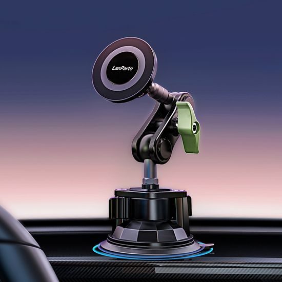 LanParte RBA-M01 Magnetische Telefoonhouder voor Auto - met Vacuüm Zuignap - 360° Verstelbaar - MagSafe geschikt