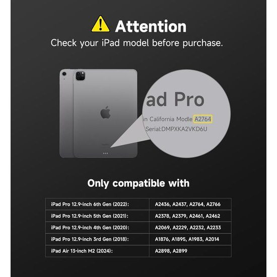 Suritch Μαγνητική Βάση για iPad Air 11″ (M2, 2024 / 2025) / 10,9″ (4η-5η γεν) και iPad Pro 11″ (1η-4η γεν)