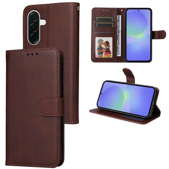 Magnet Schutzhülle für Samsung Galaxy A37 - Leder Wallet Case mit Magnetverschluss - Braun