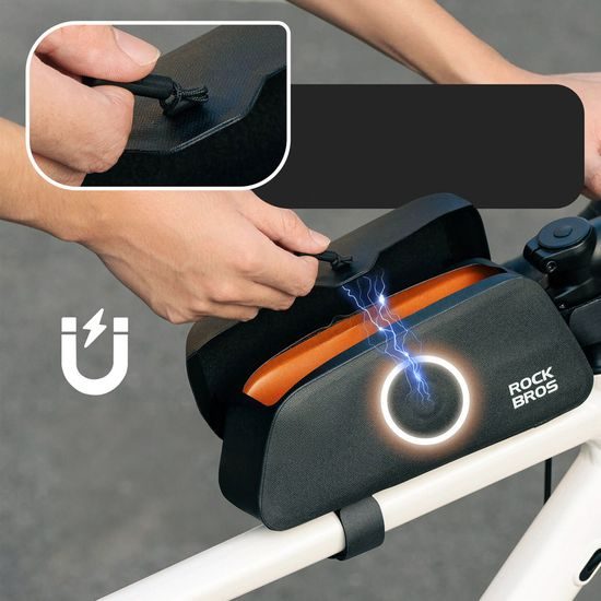Rockbros Vodoodporna torbica za okvir kolesa z magnetnim zapiranjem 0,9 l, črna