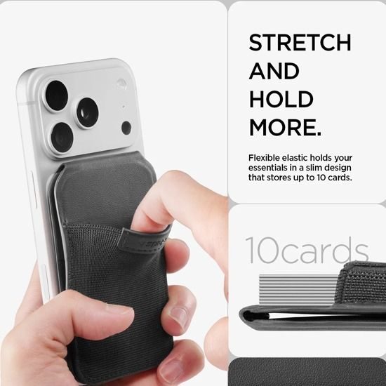 Spigen MagSafe Slim Fold Tripod S314-4 magnetiline kaardihoidja ja alus iPhone'ile kuni 12 kaardile – must