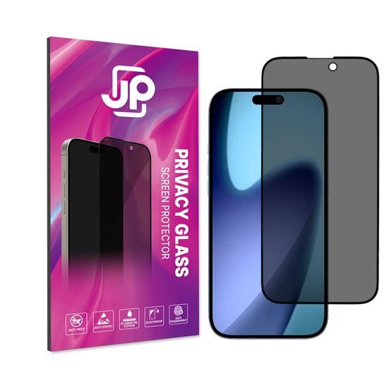 iPhone 18 Pro privātuma aizsargstikls – JP Privacy rūdītais stikls – melns