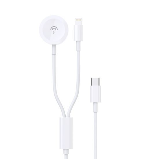 Dudao A12Max 2v1 kabel za iWatch + Lightning - USB-C, 20W PD, 1,2 m, bel