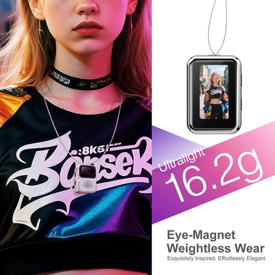 S130 Mini Kamera Halskette - Tragbare Wearable Kamera mit Display - Schwarz