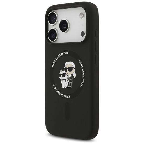 Karl Lagerfeld Siliconen Hoesje KC Body Ring - MagSafe geschikt - voor iPhone 17 Pro / 18 Pro - Zwart