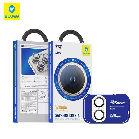 Blueo Sapphire Crystal Αυθεντικό προστατευτικό τζαμάκι για φακό κάμερας, iPhone 17, ανοιχτό μπλε