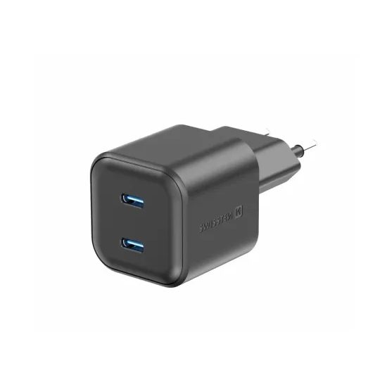 Swissten Síťový adaptér GaN 2x USB-C Power Delivery 20 W, černý