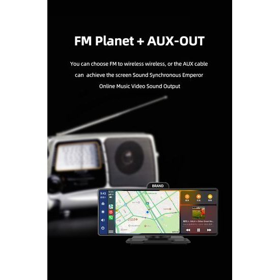 10,26" CarPlay zaslon za auto s bežičnim Apple CarPlay i Android Auto s 4K kamerom i stražnjom Full HD kamerom