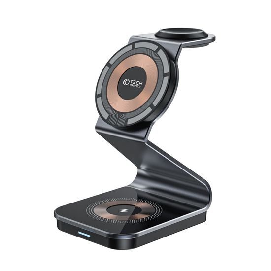 Tech-Protect QI15W-A29 3σε1 Μαγνητικός Ασύρματος Φορτιστής MagSafe, Μαύρο
