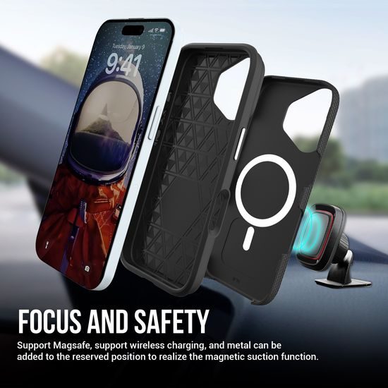 JP Triangle MagSafe θήκη, πιστοποίηση SGS 1,2M, iPhone 16, μαύρη