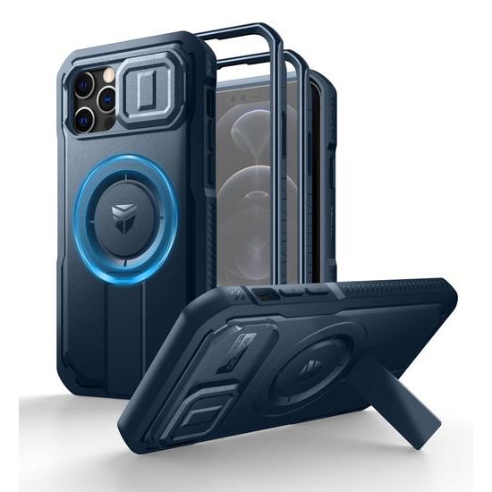 Custodia Dexnor MagSafe 360 Kickstand Camprotector iPhone 12 / 12 Pro, blu