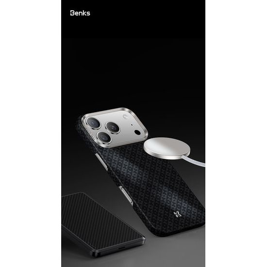 Benks Magnetic Armor Air Armor Grid Kevlar θήκη Metal Frame, iPhone 17 Pro, μαύρη