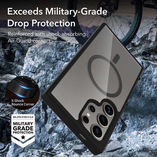 JP MagFit Clear MagSafe Θήκη με Μαγνήτη N52, Samsung Galaxy S24 Ultra, Μαύρη