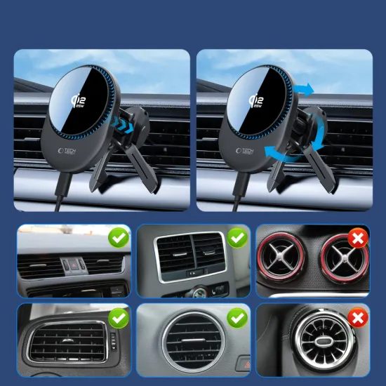 Tech-Protect V21 magnetický MagSafe držák s bezdrátovým nabíjením, 25 W Qi2.2, černý