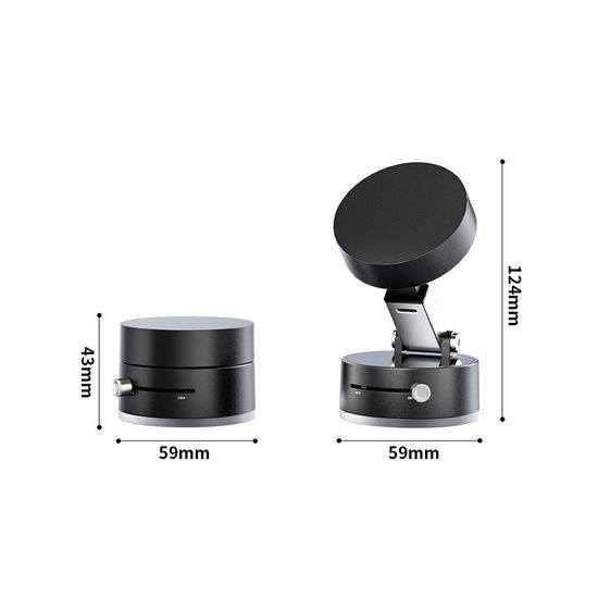Μαγνητική βάση κινητού 360° με βεντούζα για αυτοκίνητο, μεταλλικός βραχίονας, μαύρη, C47