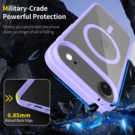 JP MagFit Clear MagSafe θήκη με μαγνήτη N52, iPhone Air, μωβ