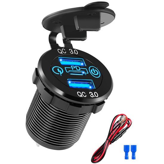 Alogy motociklski polnilnik, 2x USB-A QC 3.0 + USB-C PD 60W