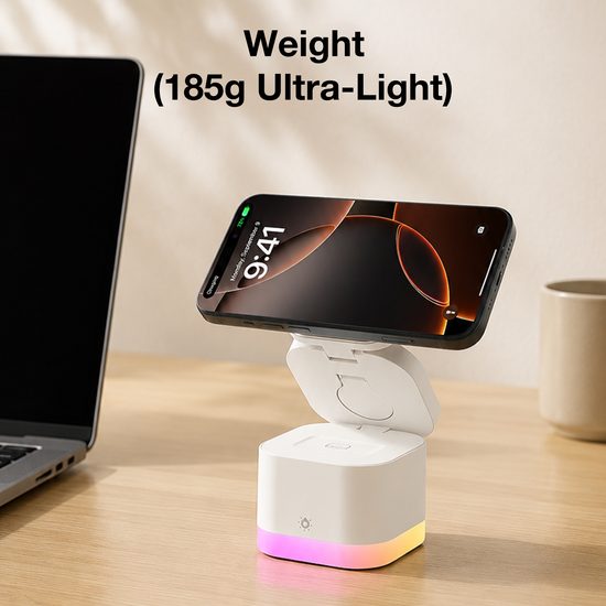 3-in-1 magnētiskais bezvadu lādētājs ar RGB apgaismojumu