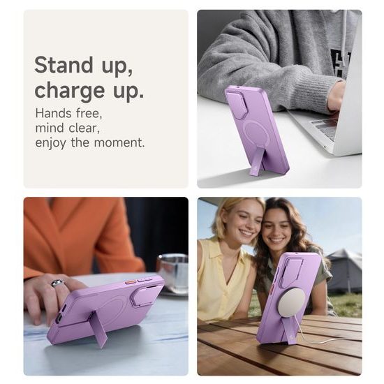 Suritch MagSafe Kickstand Camprotector tok Samsung Galaxy S26 Plus, lila