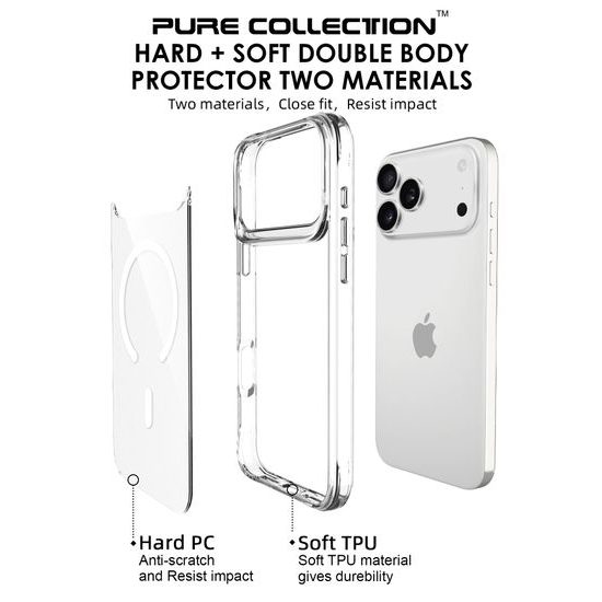 JP MagFit MagSafe θήκη με πιστοποίηση 3M SGS, iPhone 17 Pro Max, διάφανη