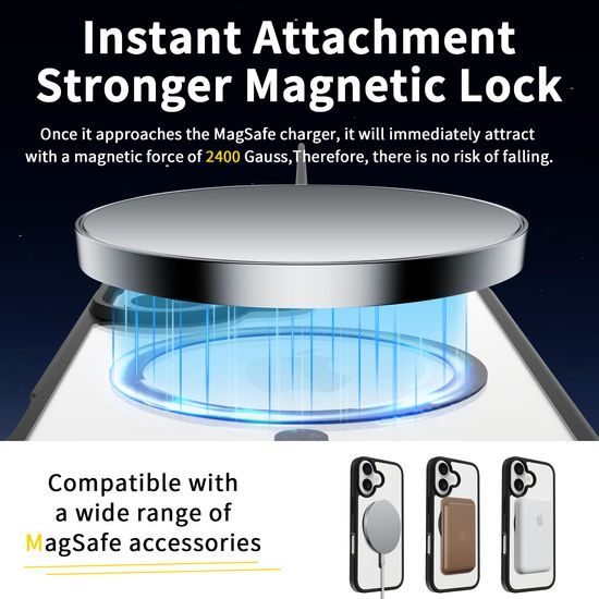 JP MagFit Clear MagSafe θήκη με μαγνήτη N52, iPhone 17, μαύρη