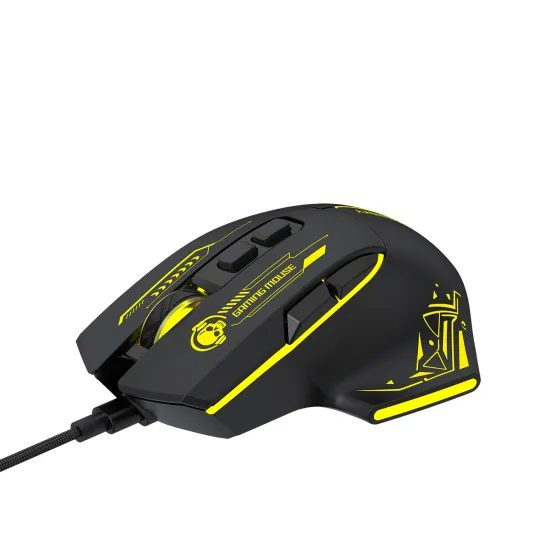 Wozinsky WMGK-1181W Kabelgebundene Optische Gaming Maus für Rechtshänder - 7200 DPI - 7 Tasten - Schwarz / Gelb