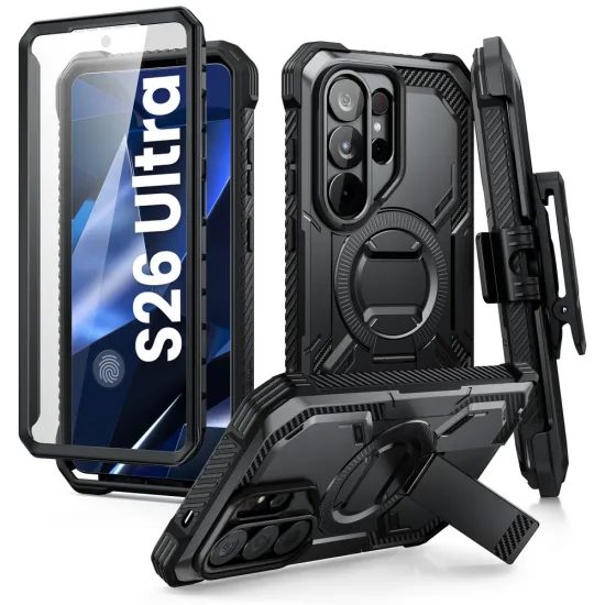 Supcase iBlason ArmorBox Clip Mag Hoesje - MagSafe geschikt - met Kickstand & Belt Clip - voor Samsung Galaxy S26 Ultra - Zwart