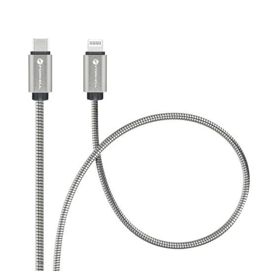 Καλώδιο Forcell F-Energy USB-C - Lightning, PD, 3A, 27W, 2 m, ασημί