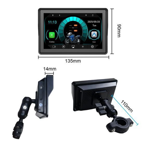 5" Motociklistički zaslon s prednjom i stražnjom kamerom, GPS navigacijom i CarPlay / Android Auto (IP67)