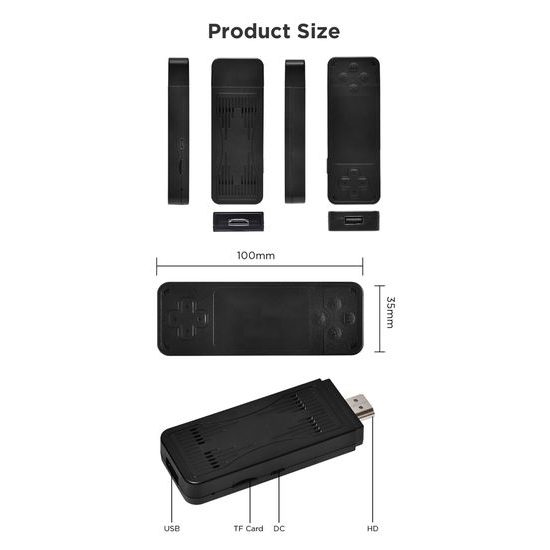 U9 Pro Retro konsola z dwoma bezprzewodowymi kontrolerami, HDMI, Game Stick, 4K