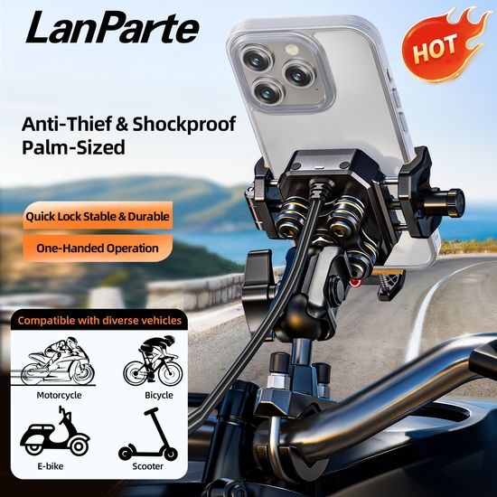LanParte LPT01 Professionel Motorcykel Telefonholder med Vibrationsdæmpning