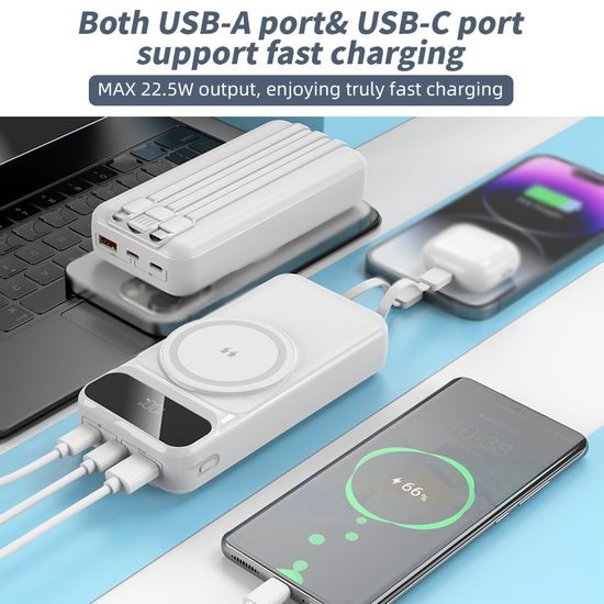 MagSafe 15W bezdrátová PowerBanka, 10 000 mAh se 3 integrovanými kabely, velikost M, černá