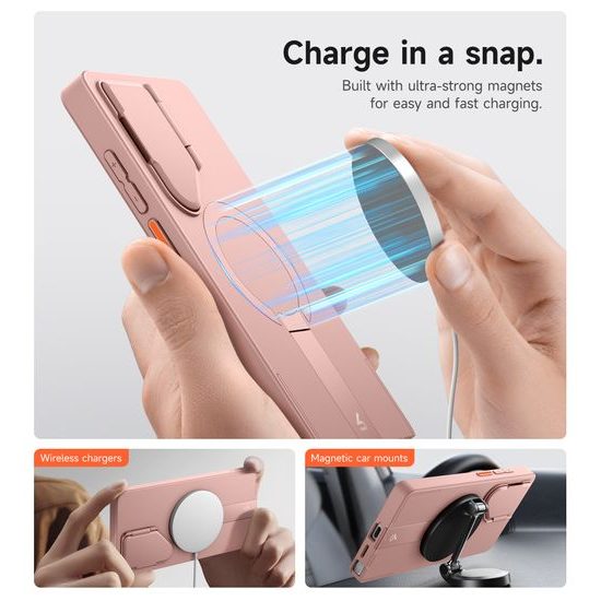 Suritch MagSafe Kickstand Camprotector θήκη Samsung Galaxy S25 Ultra, ροζ