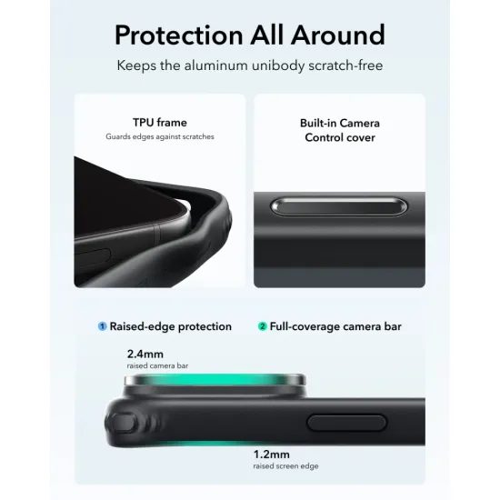 ESR Classic Hybrid Kickstand MagSafe, iPhone 17 Pro / 18 Pro, priehľadný / čierny