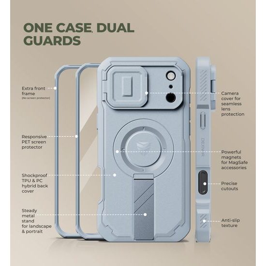 Dexnor MagSafe 360 Kickstand Case für iPhone 17 Pro Max / 18 Pro Max mit Kameraschutz - Hellblau