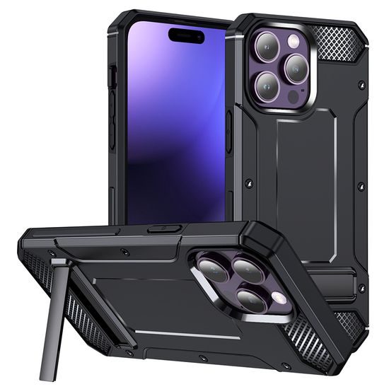 Techsuit Hybrid Armor Kickstand, iPhone 15 Pro, čierny