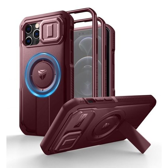 Dexnor MagSafe 360 Στήριγμα Προστατευτική Θήκη iPhone 12 / 12 Pro, μπορντό