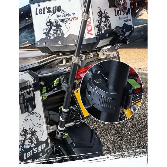 LanParte PMH-C3 supporto telescopico per fotocamere 360° e action cam per moto, 1,5 m, fissaggio a 3 punti, sistema a sgancio rapido