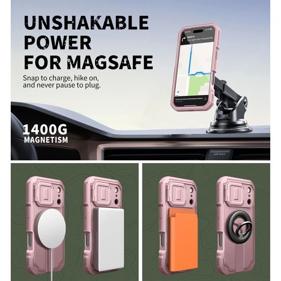 Dexnor MagSafe Kickstand Camprotector θήκη iPhone 17 Pro, ροζ