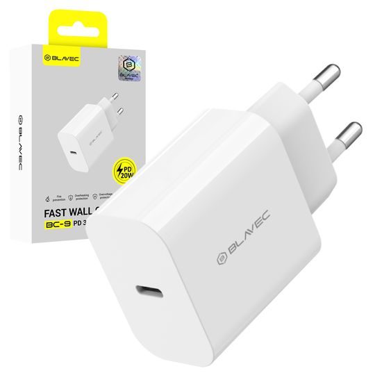 Blavec punjač BC-9, PD 20W 3A, USB-C, bijeli