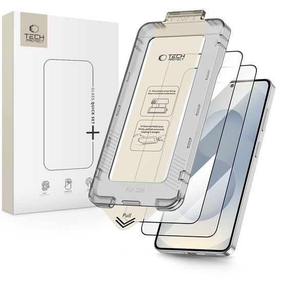 Tech-Protect edzett üveg Quick Set+, Samsung Galaxy S26, fekete, 2 db