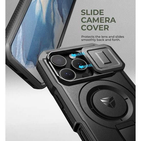 Dexnor MagSafe 360 Stojalo Zaščitni etui iPhone 16 Pro, črn