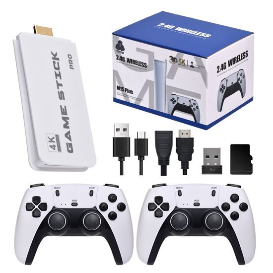 M15 Plus Retro konzol két vezeték nélküli kontrollerrel és tízezer játékkal, HDMI, Game Stick, 4K