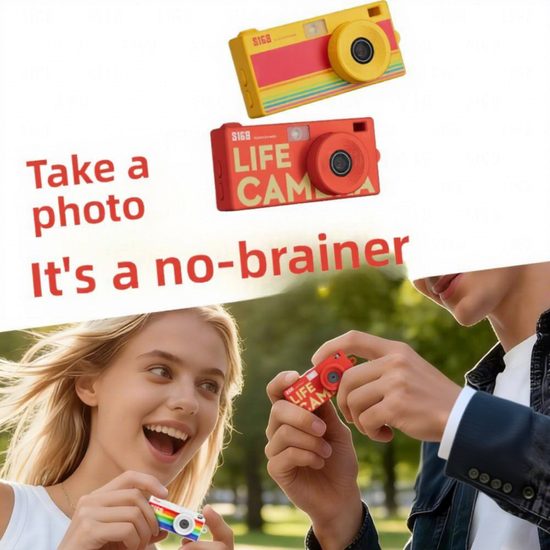 S168 Štýlová Mini retro fotoaparát na kľúče, žltá