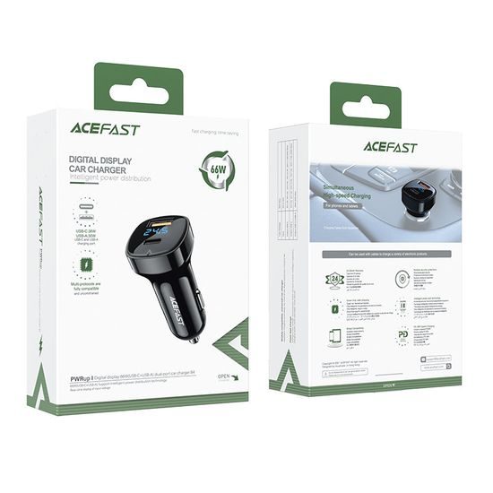 Acefast nabíječka do auta 66W USB-C / USB, PPS, Power Delivery, Quick Charge 4.0, AFC, FCP, černá (B4 black)