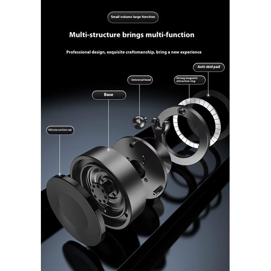 360° 15W μαγνητική ασύρματη βάση τηλεφώνου με βεντούζα και ρυθμιζόμενο βραχίονα, μαύρη, C48