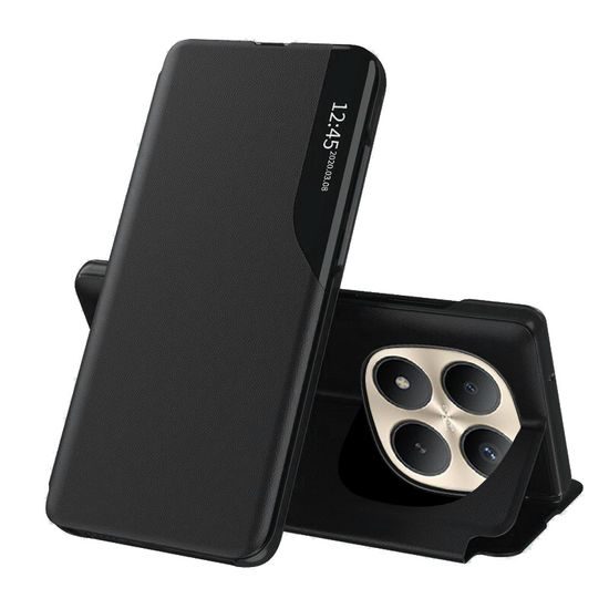 Eco Leather View Schutzhülle für Xiaomi Redmi Note 15 Pro Plus 5G / Poco M8 Pro 5G - Kunstleder Flip Case mit Standfunktion - Schwarz