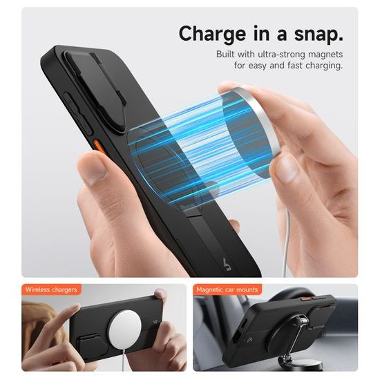 Suritch MagSafe Kickstand Camprotector Θήκη Samsung Galaxy S25 Plus, Μαύρη