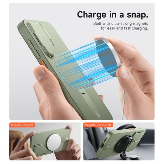 Suritch MagSafe Kickstand Camprotector Θήκη Samsung Galaxy S25 Plus, πράσινη