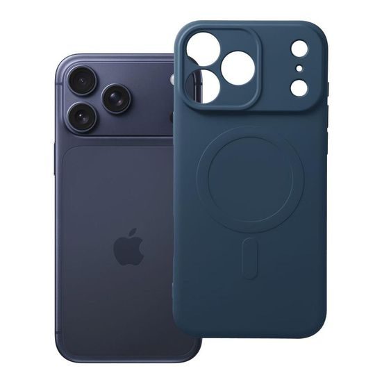 iPhone 17 Pro Max / 18 Pro Max silikona vāciņš – Silicone Mag Cover ar kameras aizsargu – zils